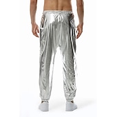 levne oblečení-sada s lesklým kovovým tričkem jogger kalhoty 2 ks outfity pánské disco 80. léta cvičení cosplay kostým maškarní karneval párty klub
