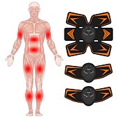 cheap Body Massager-EMS Abdominal Muscles Training Stickers Electric Abdominal Stimulator Fitness Body Slimming Massager Weight Loss For Men Women