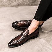 levne Poloformální-pánské hnědé penny mokasíny z umělé kůže – klasické slip-on společenské boty pro podnikání, kancelář a formální příležitosti