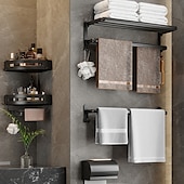 cheap Towel Bars-Black Bathroom Towel Rack Black Bathroom Storage Rack Toilet Bathroom Hardware Pendant Set Non Perforated Towel Rack