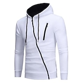 economico felpe con cappuccio da uomo di base-Per uomo Felpe con cappuccio e zip Nero Bianco Grigio Con Cappuccio Semplice Sport &amp; Outdoor Quotidiano Sportivo Stampa a caldo Abbigliamento Sportivo Essenziale Casual Primavera &amp; Estate
