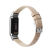 billige Fitbit klokkebånd-Reim til Smartklokke Kompatibel med Fitbit Luxe Ekte lær Smartklokke Stropp Justerbar Kvinner menn Sportsrem Erstatning Armbånd