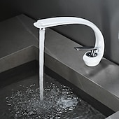 cheap Classical-Bathroom Sink Mixer Faucet, Single Handle One Hole Washroom Basin Taps Chrome Finish Bathroom Faucet with Hot and Cold Water Hose