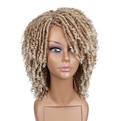 voordelige Topkwaliteit pruiken-dreadlock pruik korte twist pruiken voor zwarte vrouwen en mannen afro krullend synthetische pruik