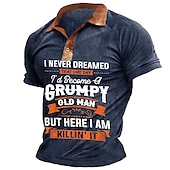 cheap Men&#039;s Fun Text Polo-Men&#039;s Funny Polo Shirts Golf Shirt Short Sleeve Polo Shirts Collared Shirts Vintage Casual Streetwear Festival Wear Party Outfits Buttons 3D Print Navy Blue Purple Brown