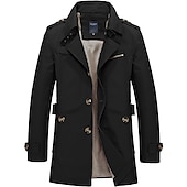 preiswerte Herren-Blazer &amp; -Anzüge-Herren Wintermantel Windbreaker Feldmantel Trenchcoat Geschäft Casual Winter Herbst Winter Polyester Windbreaker Oberbekleidung Bekleidung Strassenmode Einfarbig Fallendes Revers