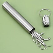 economico Sbiancante per denti-stuzzicadenti in acciaio inossidabile set tascabile filo interdentale portatile stuzzicadenti riutilizzabili in metallo kit per la pulizia dei denti con portachiavi per picnic all&#039;aperto campeggio in