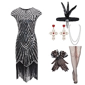 levne oblečení-Šaty Gatsby z 20. let se sadou doplňků z 20. let dámské flitry střapec třásňový kostým retro vintage cosplay party a večerní koktejlové šaty