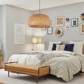 cheap Lantern Design-Creative Handmade Bamboo Weaving Natural Wind Ceiling Chandelier E27/E26 Base Ceiling Lighting Hanging Lamp Suitable for Study Coffee Shop Restaurant Rar AC110V AC220V