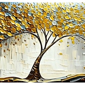cheap Floral/Botanical Paintings-Handmade Oil Painting Canvas Wall Art Decor Original life Tree Abstract Landscape Painting for Home Decor With Stretched Frame/Without Inner Frame Painting