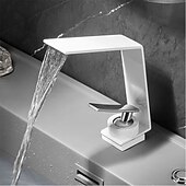economico Classici-Rubinetto miscelatore lavabo a cascata, rubinetti lavabo lavabo monocomando lavabo monocomando con tubo caldo e freddo, monoblocco vaso acqua rubinetto in ottone montato a ponte