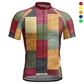 preiswerte Radtrikot Herren-Herren Radtrikot Tartan Kurzarm Fahhrad Trikot Oberteil mit 3 Gesäßtaschen Mountainbike MTB Straßenradsport Schnelltrocknend Reflektierende Streifen Rückentasche Feuchtigkeitsableitend Sport
