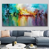 abordables Peintures Abstraites-grande taille peinture à l'huile 100% fait main peint à la main art mural sur toile coloré lac abstrait floraison feux d'artifice décoration de la maison décor toile roulée pas de cadre non étiré