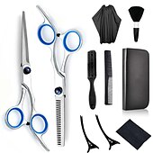 abordables Tondeuse à cheveux-Kits de ciseaux de coupe de cheveux 10 pièces ciseaux de coiffure en acier inoxydable ensemble ciseaux amincissants professionnels pour usage domestique de barbier