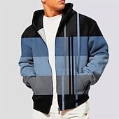 cheap Men&#039;s Zip Up Hoodies-Men&#039;s Color Block Graphic Prints Hoodie Hoodies Sweatshirt Full Zip Hoodie Long Sleeve Hooded Sweatshirt Hooded Streetwear 3D Print Sports &amp; Outdoor Daily Sports Red Blue Zipper Print Spring &amp;  Fall