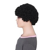 economico Parrucche di capelli veri senza cuffia-parrucca di capelli umani remy afro riccio parte laterale naturale designer parrucca afro-americana senza cappuccio capelli cinesi delle donne nero 6 pollici da sera da sera festa / serata