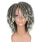 voordelige Topkwaliteit pruiken-dreadlock pruik korte twist pruiken voor zwarte vrouwen en mannen afro krullend synthetische pruik