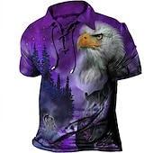 preiswerte Poloshirt mit Animalprint für Herren-Herren Baum Grafik-Drucke Adler Poloshirt Golfhemd Kurzarm Hemd Umlegekragen Outdoor Strasse Hellgrün Rote Blau Purpur Grün Kordelzug Bedruckt Bekleidung Sport Modisch Strassenmode Designer