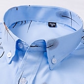 economico Camicie Button Down da uomo-Per uomo Camicie Camicia abbottonata Camicia non stirabile A quadri / A righe / Chevron Matrimonio Ufficio e carriera Blu chiaro Nero Bianco Rosso Manica lunga Collo ripiegabile Per tutte le stagioni