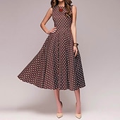 olcso Ruhák-50-es évek egy vonalú ruha retro vintage 1950-es évek lengő ruha flare ruha női jelmez vintage cosplay alkalmi napi ruha