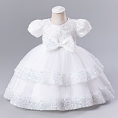 abordables Robes à Fleurs pour Filles-robe de soirée pour filles en bas âge robe de soirée florale robe midi performance maille col rond manches courtes robe active 3-7 ans vin d&#039;été