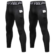 cheap Men&#039;s Shorts, Tights &amp; Pants-Men&#039;s Compression Pants Running Tights Leggings with Phone Pocket Base Layer Athletic Winter Spandex Breathable Quick Dry Sweat wicking Power Flex Fitness Gym Workout Running Skinny Sportswear