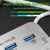 رخيصةأون محاور USB-قارئ بطاقات 7 في 1 مع 3 منافذ USB 3.0 عالي السرعة قارئ بطاقة ذاكرة خارجية مدمج MSMICRO SDSD / MMCM2TF فتحات بطاقة ABS محول سبائك الألومنيوم Stonego ملحقات الكمبيوتر المتوافقة مع الكمبيوتر