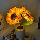 ieftine Lumini decorative-Lumină artificială de noapte cu floarea soarelui, reîncărcabilă pentru acasă, lampă decorativă, lumini de noapte creative pentru copii, prieten, cadou de sărbători, lumină LED