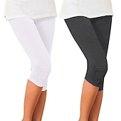 cheap Yoga Leggings &amp; Tights-2 Pack Women&#039;s Capri Leggings Workout Pants High Waist Bottoms Tummy Control Butt Lift Violet White Black Yoga Fitness Gym Workout Sports Activewear High Elasticity Athletic Athleisure Wear