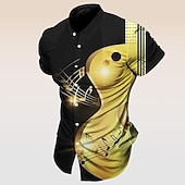 preiswerte Musik und Gitarren-Herren Musik Noten Pano Keys Hemd Knopfhemd Kurzarm Mode Streetwear Designer Outdoor Straße Täglich Sommer Frühling Umlegekragen Druck Button-Down Schwarz Weiß Gelb Rote Purpur