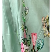 economico Abito Floreale-Vestito Midi Donna Vestito Casual Floreale Arricciato Stampa con Tasche Collo Giro Base Classico Quotidiano Manica Corta Estate Primavera