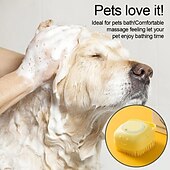 お買い得  浴室用ガジェット-犬用バスブラシ、犬用ソフトシリコンペットブラシ &amp;アンプ;シャワージェルディスペンサー付き猫、犬の毛マッサージバスブラシ