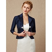 baratos envoltórios de convidados de casamento-Casacos  Jaquetas Manga 3/4 Tafetá Casamento  Festa  Noite  Convidada Feminina Wrap Com Strass  Fivela Impressar em Vestidos