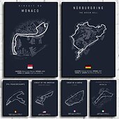 זול הדפסי מפות העולם-אימולה מונקו מסלול מסלול בד ציור קיר אמנות פוסטר נורדי אסתטי מרוץ מוטורי תמונה לעיצוב הבית