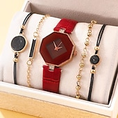abordables Montres à quartz-5 pièces/ensemble montre pour femme ensemble de montre à quartz coréen décontracté pour femme