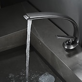 cheap Classical-Bathroom Sink Mixer Faucet, Single Handle One Hole Washroom Basin Taps Chrome Finish Bathroom Faucet with Hot and Cold Water Hose