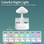 cheap Smart Lights-MushroomLED Smart Light Clouds Rain Humidifier Aromatherapy Colorful Lights Usb Connection Meditation Oil Zen Diffuser Night Light