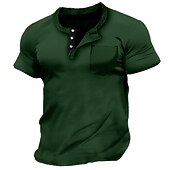 olcso Alkalmi Henley póló-Férfi Gombos póló Henley ing Tee Top Rövid ujjú Henley Nyár Sima Divat Dizájn Alap Elülső zseb Vakáció Utca Alkalmi Fekete Fehér Piros Férfi felső póló