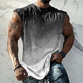 billiga T-shirts med 3D-tryck till herrar-Herr Grafisk Lutning Linne Ärmlös T-shirt för män T-shirt i dubbel färg Ärmlös Remmar T-shirt 3D-tryck Rund hals Skjorta Mode Designer Muskel Dagligen Sport Gym Gul Blå Purpur Vår &amp; sommar Kläder S M