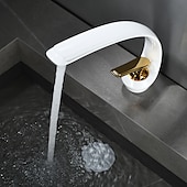 cheap Classical-Bathroom Sink Mixer Faucet, Single Handle One Hole Washroom Basin Taps Chrome Finish Bathroom Faucet with Hot and Cold Water Hose