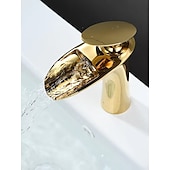 economico Classici-rubinetto miscelatore lavabo bagno a cascata, rubinetti monocomando per lavabo monocomando con tubo flessibile acqua calda e fredda rubinetto monoblocco in ottone per vasca da incasso