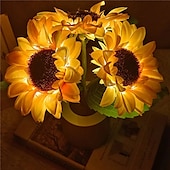 ieftine Lumini decorative-Lumină artificială de noapte cu floarea soarelui, reîncărcabilă pentru acasă, lampă decorativă, lumini de noapte creative pentru copii, prieten, cadou de sărbători, lumină LED