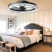 economico Ventilatore da soffitto con luci-ventilatori a soffitto a led con luci lampadari di cristallo dimmerabili con telecomando 20 &quot;lampada da soffitto a incasso lampadario in metallo camera da letto soggiorno