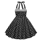 preiswerte Kleider-50er Jahre A-Linienkleid Retro Vintage 1950er Swingkleid Schlagkleid Mädchen Kinderkostüm Vintage Cosplay Freizeitkleid