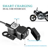 billige Motorsykkel- og ATV-tilbehør-universal dobbel usb port 12v vanntett motorsykkel motorsykkel styrelader 5v 1a/2.1a adapter strømadapter for mobiltelefon