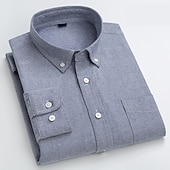billige oxfordskjorter for menn-Herre Dresskjorter Skjorte med knapp ned Oxford skjorte Striper og rutete Bryllup Kontor og karriere Lysegul Lyseblå Hvit Lysegrønn Langermet Aftæpning Vår &amp; Vinter Klær