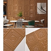 cheap Brick&amp;Stone Wallpaper-Cool Wallpapers White Foam Wall Mural Wall Panel Peel and Stick Wall Sticker Floral Removable Wall Covering, PVC/Vinyl Material Self adhesive Wallpaper, Room Wallcovering for Home Decoration