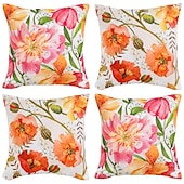 abordables style floral &amp; végétal-Fleurs double face taie d&#039;oreiller 4 pc doux décoratif carré taie d&#039;oreiller taie d&#039;oreiller pour chambre salon canapé canapé chaise