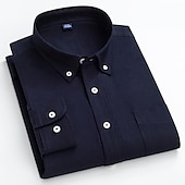 billige oxfordskjorter for menn-Herre Dresskjorter Skjorte med knapp ned Oxford skjorte Striper og rutete Bryllup Kontor og karriere Lysegul Lyseblå Hvit Lysegrønn Langermet Aftæpning Vår &amp; Vinter Klær