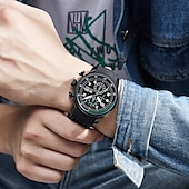 ieftine Ceasuri Quartz-Ceas OLEVS Bărbați Quartz cu Dial Mare Fashion Business Luminiscent Trei Fusuri Orar Calendar Impermeabil Ceas din Silicon Cadouri de Ziua Tatălui
